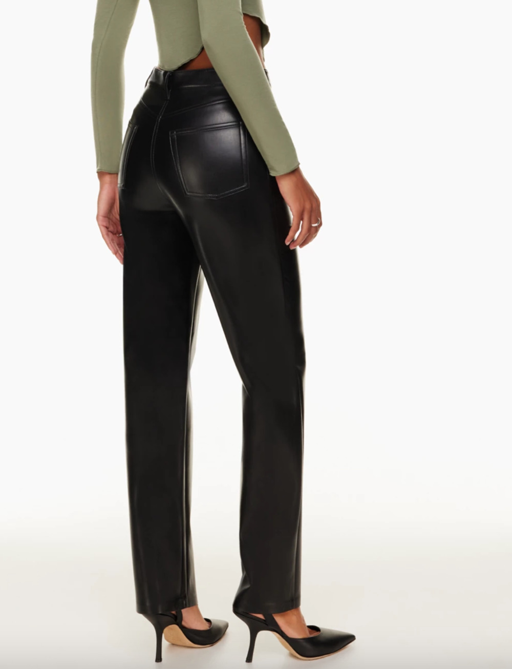 Aritzia Melina Faux Leather Pant Black 4 Wilfred High Waist Straight Leg Trouser